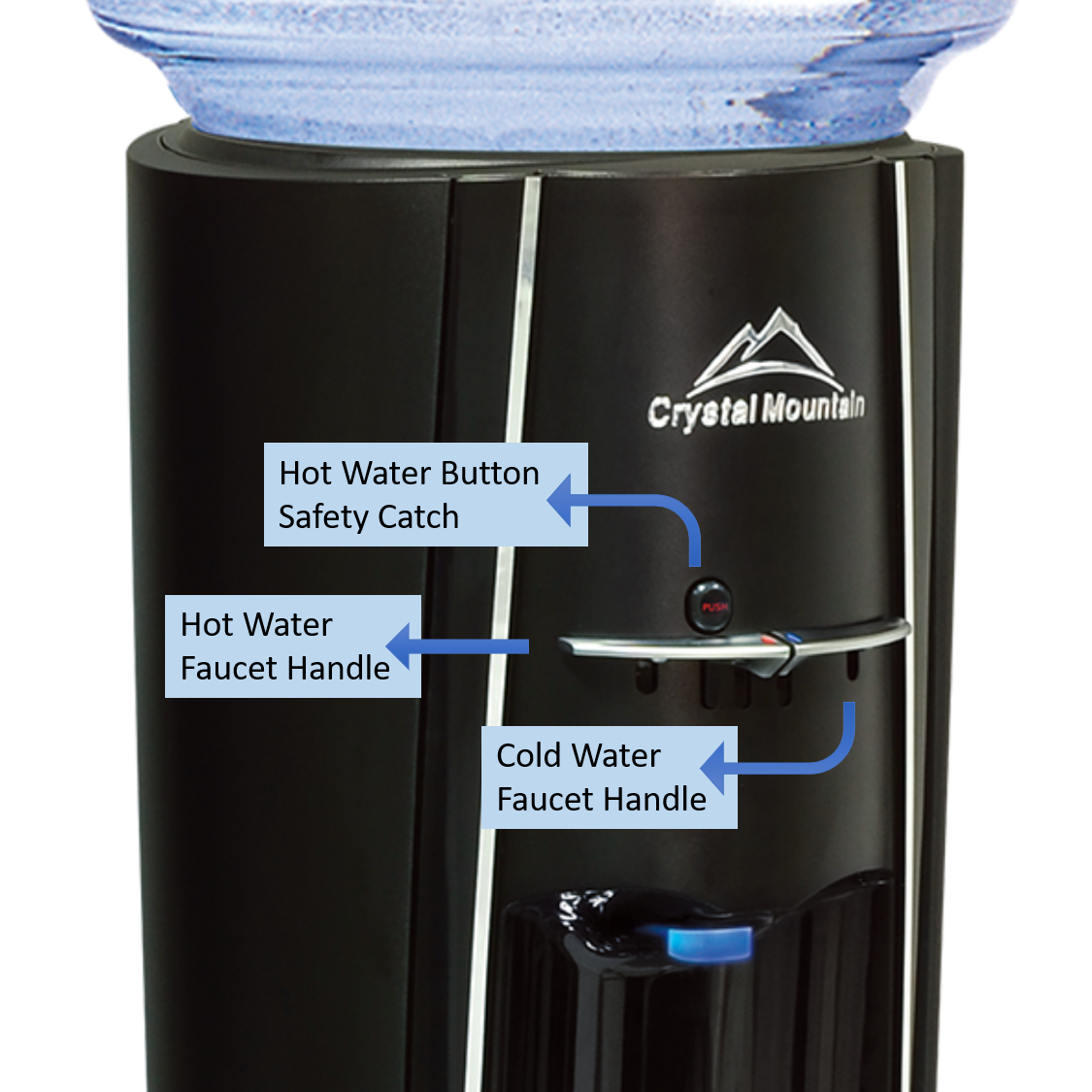ere Ocean Crystal Mountain Everest Elite Hot and Cold Floor Stand Bottled Water Dispenser